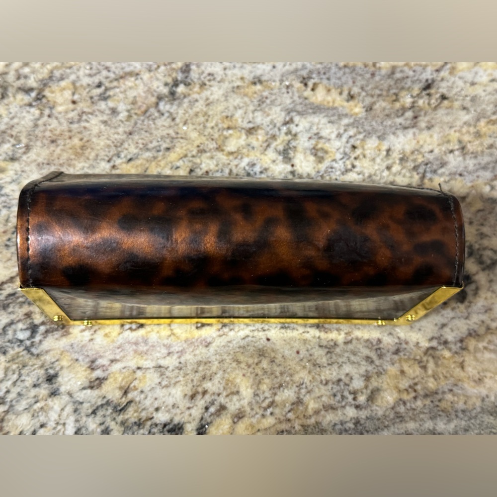 Tory Burch Leopard Print Glossy Triangular Large … - image 3